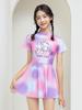 Roupa de Banho Infantil Meninas Meia-Idade e Grandes 2024 Novo Estilo Meninas peça única estilo saia estudantes do ensino fundamental tingimento deslumbrante roupa de banho conservadora