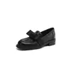 Mocasines de Tacón Grueso y Punta Redonda para Mujer 2026 Estilo Francés Retro Lazo Suave Marrón Zapatos de Vestir Talla Grande Transfronterizos 33-43