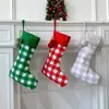 Bolsa de algodón con cordón a cuadros navideña creativa personalizada más vendida transfronteriza bolsa de regalo de Navidad fácil de tirar
