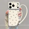 Adequado para Capa de Celular Apple 17Promax com Cordão, Novo Estilo Coreano Capa Iphone15 Totalmente Coberta Laço Feminino