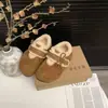 Sapatos de Algodão Estilo Birkenstock com Laço, Sola Grossa, Aumento de Altura, para Mulheres, Novo Modelo 2025, Forrados com Lã, Quentes, para Uso Externo, Sapatos Mary Jane Peludos