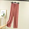 Pantalones Casuales de Modal de Cintura Alta de Color Sólido, Caídos, Nuevos de Primavera y Verano para Mujer, Pantalones Largos Sueltos, Pantalones de Pierna Ancha, Pantalones Largos hasta el Suelo