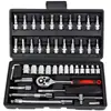 Juego de Herramientas de Llave de Vasos de 46 Piezas 1/4 de Pulgada Ratchet Pequeño Volante Destornillador Kit de Ferretería Pequeña para Reparación de Automóviles Juego de Ferretería