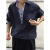 Camisa Falsa de Duas Peças Estilo Old Money Camiseta de Manga Longa Polo Masculina com Decote V Roupa de Trabalho Decote V Primavera e Outono Fábrica de Atacado Transfronteiriço