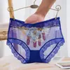 Bragas de encaje sexys para mujer, nuevas bragas de encaje bordado sin costuras, de malla de talla grande, de cintura media, fabricantes de bragas