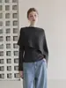 Nuevo Estilo Otoño Francés Nicho Irregular Un Hombro Chal Capa Falso Dos Piezas Suéter de Punto Mujer