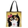 Bolsa de Tela de Gato de Dibujos Animados, Bolso de Hombro Grande de Poliéster Estampado para Mujer, Bolsa de Compras de Doble Capa para Salidas, Bolso Cruzado Versátil