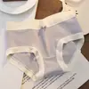Ropa interior de algodón puro de cintura media, alta elasticidad, estilo Morandi suave estilo japonés, bragas tipo triángulo transpirables, suaves y amigables con la piel para niñas