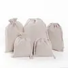 Bolsas de Cordón de Algodón y Lino Listas para Usar al Por Mayor, Embalaje de Regalo de Tela de Lino Personalizado, Bolsas Pequeñas de Almacenamiento con Cordón