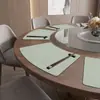 Manteles en forma de abanico de lujo ligero, manteles estilo occidental de imitación piel, tapetes de mesa de PVC, manteles impermeables y resistentes al calor, manteles de dos tonos, vajilla engrosada