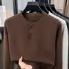 Suéter de punto básico casual de otoño para hombre, estilo comercio exterior transfronterizo dinero antiguo, 100% algodón, cuello henley para hombre