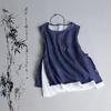 Fivela de Exportação para Comércio Exterior Colete de Algodão e Linho Dupla Camada Ultrafino Camiseta Sem Mangas de Fio de Algodão Camiseta de Alça Estilo Chinês Artístico para Mulheres