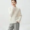 Suéter de cachemira para mujer de otoño e invierno, cuello redondo, corte holgado, suave y cómodo, versátil, con un diseño de punto trenzado calado, tejido y grueso para usar en capas