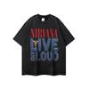 Playeras de Manga Corta de Algodón Puro con Graffiti de Letras Vintage Callejeras Europeas y Americanas para Hombres y Mujeres, Tops Chaleco Exteriores Holgados de Cuello Redondo de Marca Trendy