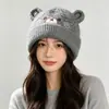 Bonito gorro de punto con orejas de gatito para mujer, cálido y protector para las orejas para otoño e invierno, versátil y estiliza el rostro, un gorro de moda