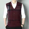 Amazon ropa de hombre transfronteriza otoño e invierno chaleco cárdigan para hombre chaleco suéter nueva chaqueta de punto a rayas