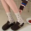 Meias de Lã, Meias de Bolinhas, Meias Femininas de Cano Médio, Espessadas e Quentes, Estilo Outono e Inverno, Meias Largas, Renda Fofa, Meias Grossas de Inverno