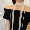 Bufanda Larga de Encaje Atmosférico Cinta 2025 Explosiones Tendencia de Moda Cadena para el Cuello Clavícula Gargantilla Apilada