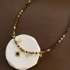 Collar de Piedra Ojo de Tigre con Cuentas Estilo Retro Maillard Otoño e Invierno Cadena para Clavícula Collar Elegante de Moda Joyería para Mujeres Alta Gama