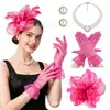 Accesorios para fiestas de festivales de carreras de caballos más vendidos de Amazon: conjunto de tocado de plumas, guantes, combinación de aretes y collar, accesorios de actuación