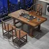 Conjunto de mesa de chá e cadeiras de placa grande de madeira maciça para varanda escritório casa apartamento pequeno mesa de chá Kung Fu nova mesa de preparo de chá chinês