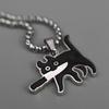 Nicho de moda 2024 con collar de acero inoxidable de gato con cuchillo para hombres y mujeres, personalidad hip-hop, colgante de aleación, joyería al por mayor