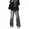 Jeans retro americanos de alta calidad con costuras para otoño e invierno, para hombre, holgados, estilo callejero, pierna ancha, caída, rectos, pantalones