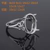 Montura de Anillo Chapada en Plata 925, Disponible en Varios Tamaños para Piedras Preciosas Cabujón Ovaladas, con Ajustes de Piedras Preciosas de Colores, Moderno Diseño de Mariposa