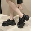Zapatos de Cuero con Cordones Estilo Británico, Plataforma, Suela Gruesa para Mujer, Estilo Nuevo con Tacones Gruesos, Adecuados para Combinar con Faldas, Mocasines Retro para Mujer