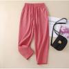 Foto Real Verano Algodón Lino Pantalones Zanahoria Cortos Mujer Pantalones de Lino Delgados Sueltos Casuales Pantalones Hallen Antimosquitos Pantalones de Pierna Ancha