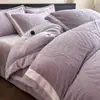 Juego de Cama de Felpa de Leche de Alta Calidad Juego de Cuatro Piezas Terciopelo Tallado Espesado Felpa de Doble Cara Sábana de Cama de Terciopelo Totalmente Mate Invierno Juego de Tres Piezas