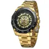 Ganador Moda Casual Masculina Estilo Europeo y Americano Reloj de Oro Hueco con Esfera Grande Mecánico Semi-Automático Acero
