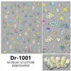 Manicura de Flores Silvestres Coloridas de Primavera Pegatinas en Relieve Pintura al Óleo Romántica Frescas Simples Lindas Pegatinas para Uñas Estilo Nuevo