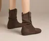 Botas Martin de estilo Birkenstock de moda retro que aumentan la altura para mujer, nueva colección otoño/invierno 2026, color marrón, forradas de felpa, botas cortas de algodón para mujeres petite