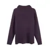 Atacado transfronteiriço moda feminina mais vendida casual estilo coreano gola alta manga longa elegante suéter de tricô pulôver HBZW918130