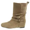 Botines de Cuero Retro Estilo Coreano de Otoño Occidental Kuomei para Mujer, Modernos 2026 Nuevo Estilo con Tacón Oculto