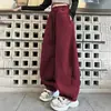 Calças Wide Leg Femininas Outono 2026 Novas Calças de Moletom de Corte Reto Calças de Moda Brancas e Vermelhas Infantis