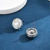 Pendientes Geométricos Versátiles Clásicos de Diamante de Alta Gama Pendientes Redondos de Moda Pendientes con Aguja de Plata S925 para Mujer