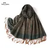 Chal Jacquard de Rayón con Diseño Paisley Grande Vintage, Bufanda Transpirable y Cómoda de Algodón y Lino con Flecos para Mujer