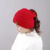 Chapéu de Lã Tricotado Quente Espesso para Inverno ao Ar Livre Transfronteiriço Chapéu Pulôver Esportivo com Abertura para Rabo de Cavalo Moda Chapéu de Lã