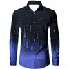 Camisa de diseño degradado vintage, chaqueta camisa casual de manga larga con bloques de color, camisa de hombre vintage estampada con cuello de solapa