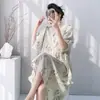Pijamas de Nuevo Estilo para Mujer, Primavera, Otoño e Invierno, Tallas Grandes Adelgazantes de Algodón y Seda Ropa de Casa que se Puede Usar Afuera, Ropa para Aire Acondicionado, Trajes de Algodón y Seda para Mujer