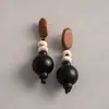 Pendientes de Corazón de Madera Color Café Transfronterizos Europeos y Americanos, Pendientes Estilo Retro Maillard, Pendientes de Diseño de Nicho para Mujer