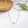 Colar Colorido Extremamente Fino Empilhado Versátil Básico Feminino de Verão Contas de Oliva de Alto Padrão Corrente Verde Turquesa com Efeito de Óleo
