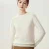 100% Caxemira Pura Feminino Outono 2026 Novo Estilo Gola Redonda Suéter de Tricô Solto Camada Base Tricô