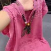 Bufanda de seda de venta caliente en verano, cuello en V calado, tejido de seda helada con mangas de vuelo, top delgado calado a cuadros estilo coreano, elegante para mujer