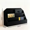 Estante de mesa de madeira artesanal estilo vintage personalizada, caixa de armazenamento para diário e notebook, prateleira compartimentada