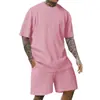 2025 Amazon Novo Mais Vendido Masculino Esportivo Cor Pura Gola Redonda Pulôver Textura Jacquard Camiseta Top Único