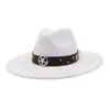 Chapéu de Lã com Aba Larga, Estilo Étnico, Chapéu Jazz para Homens e Mulheres, Novo Estilo Outono/Inverno Ocidental, Top Coração de Pêssego