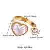 Anillo Abierto de Acero Inoxidable Estilo Francés Vintage con Circonita y Perla, con un Toque de Lujo Ligero y Gama Alta, Presentando un Diseño de Corazón Redondo para Mujeres